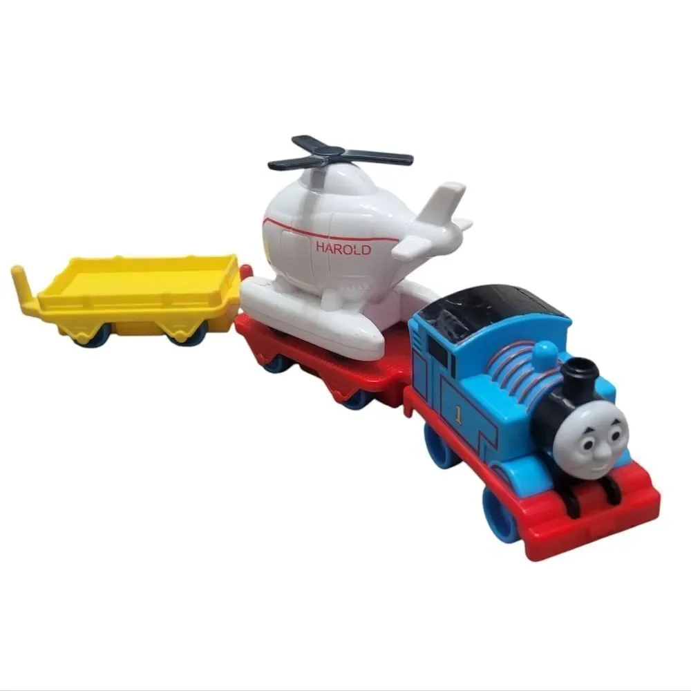 Plastic Thomas the train set with Harold the helicopter